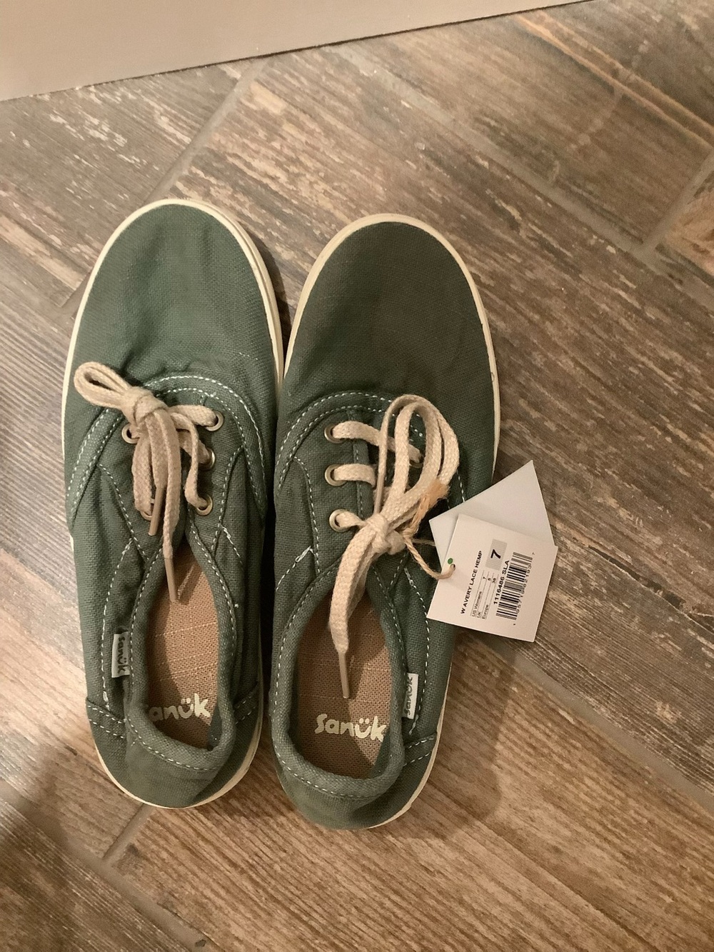 Sanuk Avery Lace Hemp Shoes - Slate/Grey Size 7 NWT